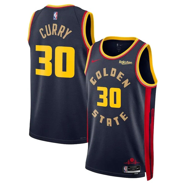 Golden State Warriors Camiseta Stephen Curry #30 City Edition - Azul Marino I
