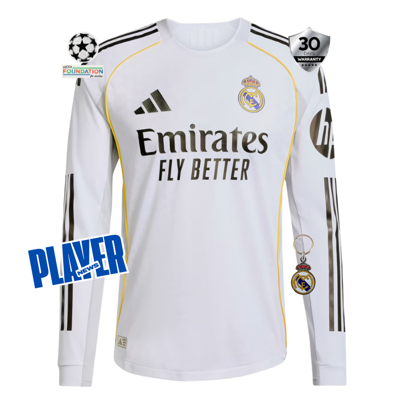 Real Madrid Camiseta Local 2025/26 - VersiĂłn Jugador - Manga Larga