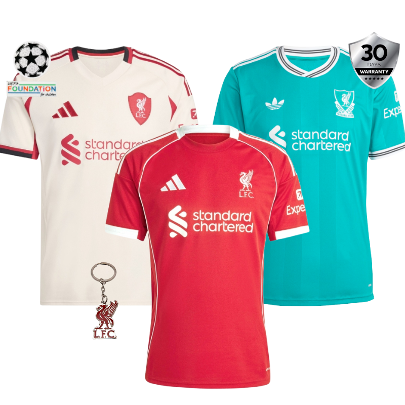 COMBO Liverpool 2025/26 (Local, Visitante e Tercera)