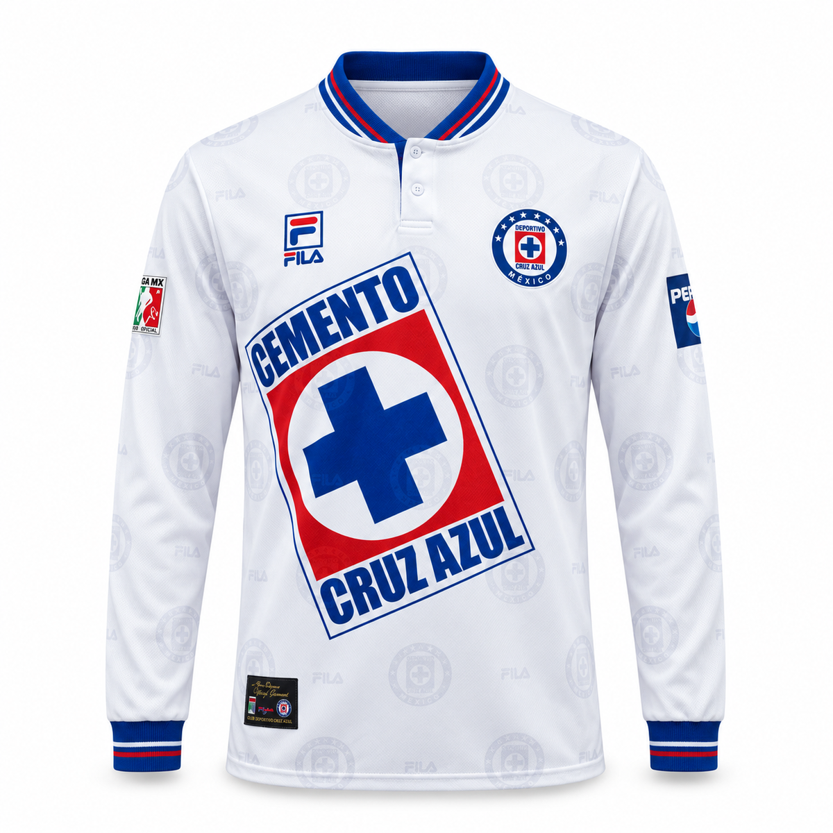 Cruz Azul Visitante Manga Larga Camiseta 1998 - Retro